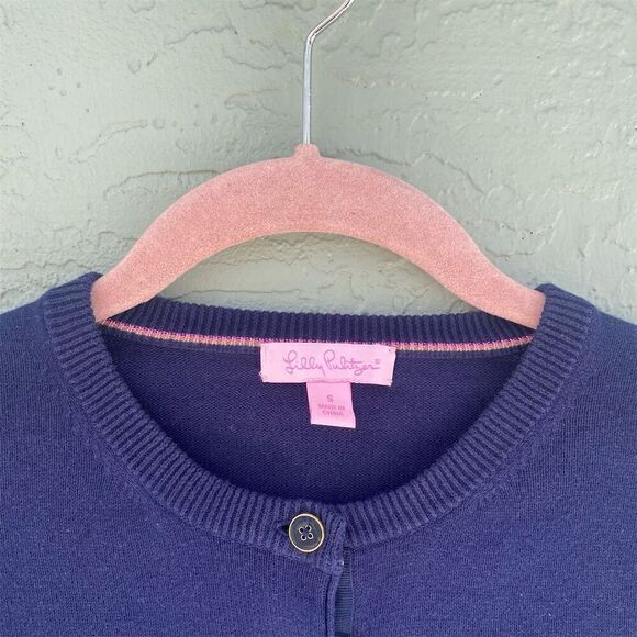 Lilly Pulitzer Women's Navy Blue Crewneck Cardigan Sweater Size S Long Sleeve - Picture 5 of 10
